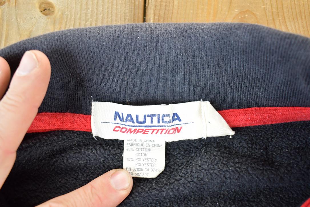 Vintage 1990s Nautica Competition quarter Zip Souvenir Crewneck Sweatshirt Made In USA