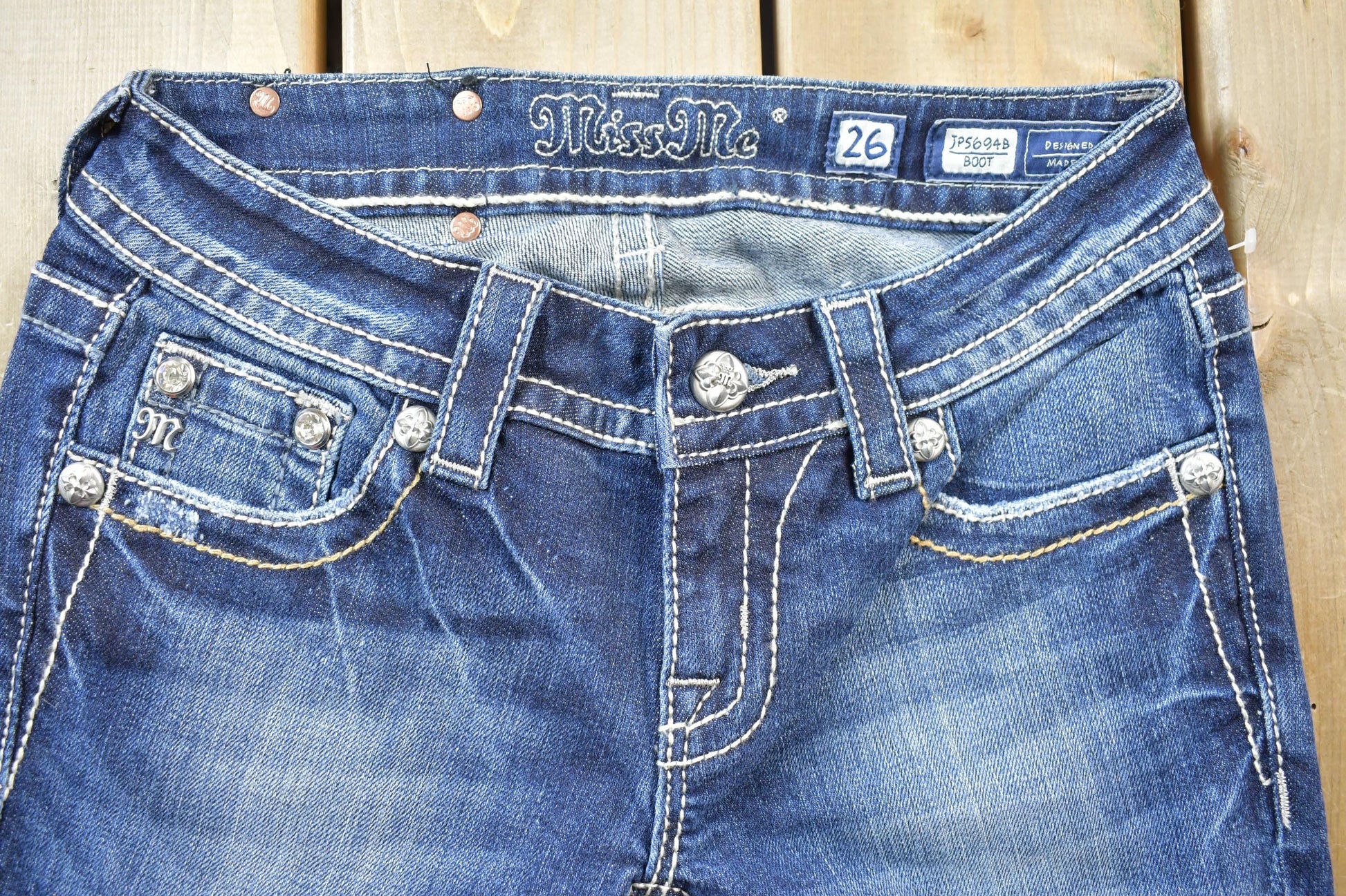 Vintage Y2K Miss Me Bedazzled Low Rise Jeans Size 26x33