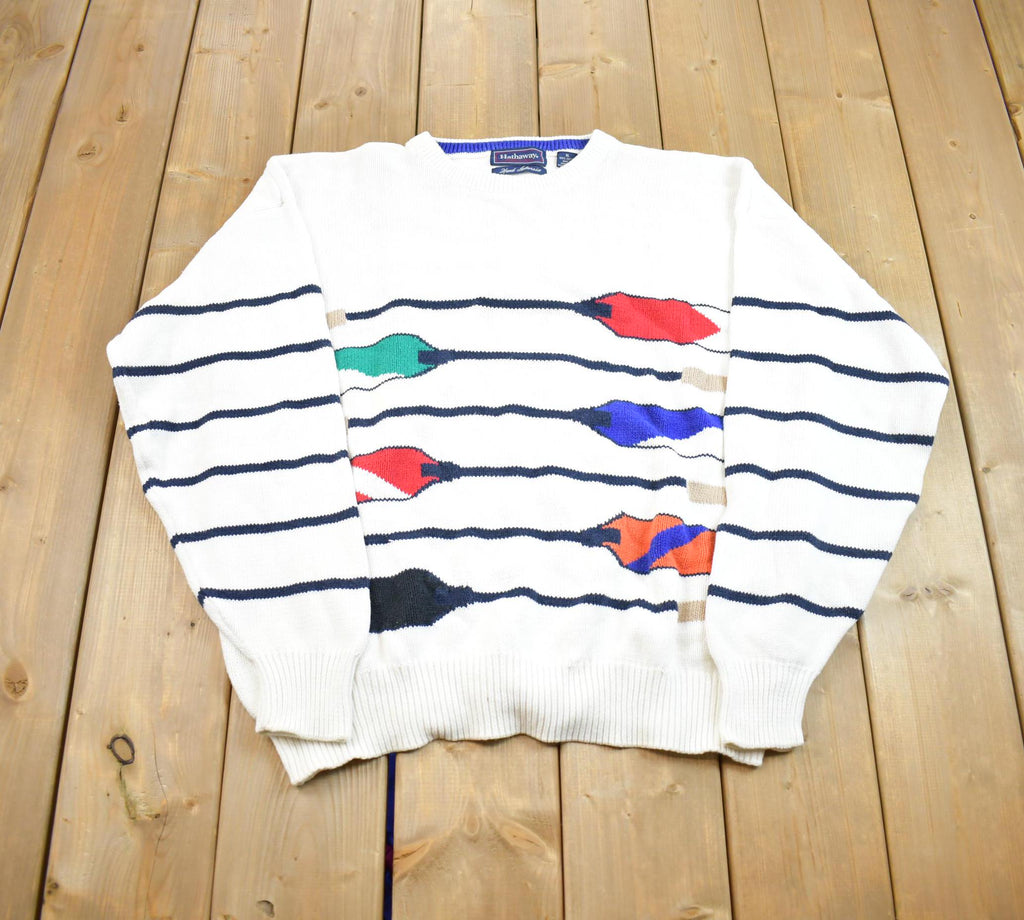 Vintage 1990s Hathaways Knit Abstract Pattern Crewneck Sweater