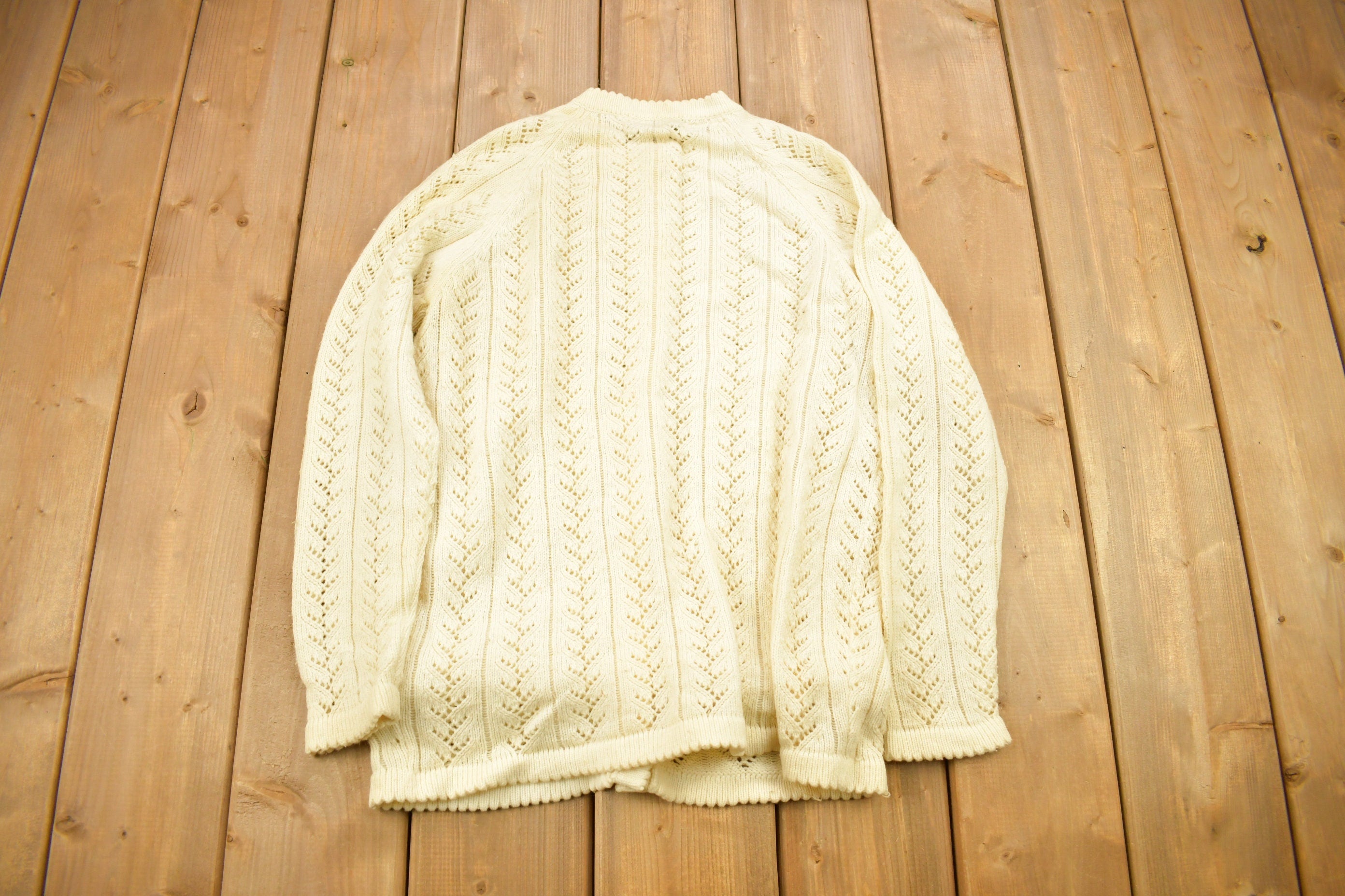 Vintage 1980s Knitted Laced Cardigan Sweater