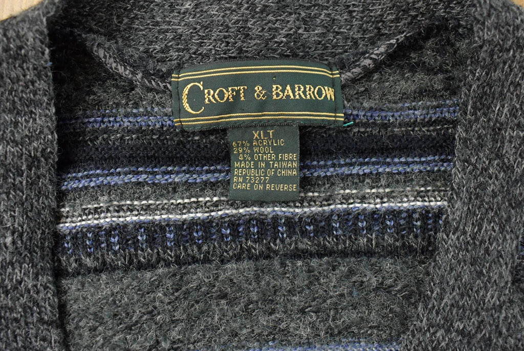 Vintage 1990s Croft & Barrow Abstract Knit Cardigan Sweater Vest Men's XL Tall