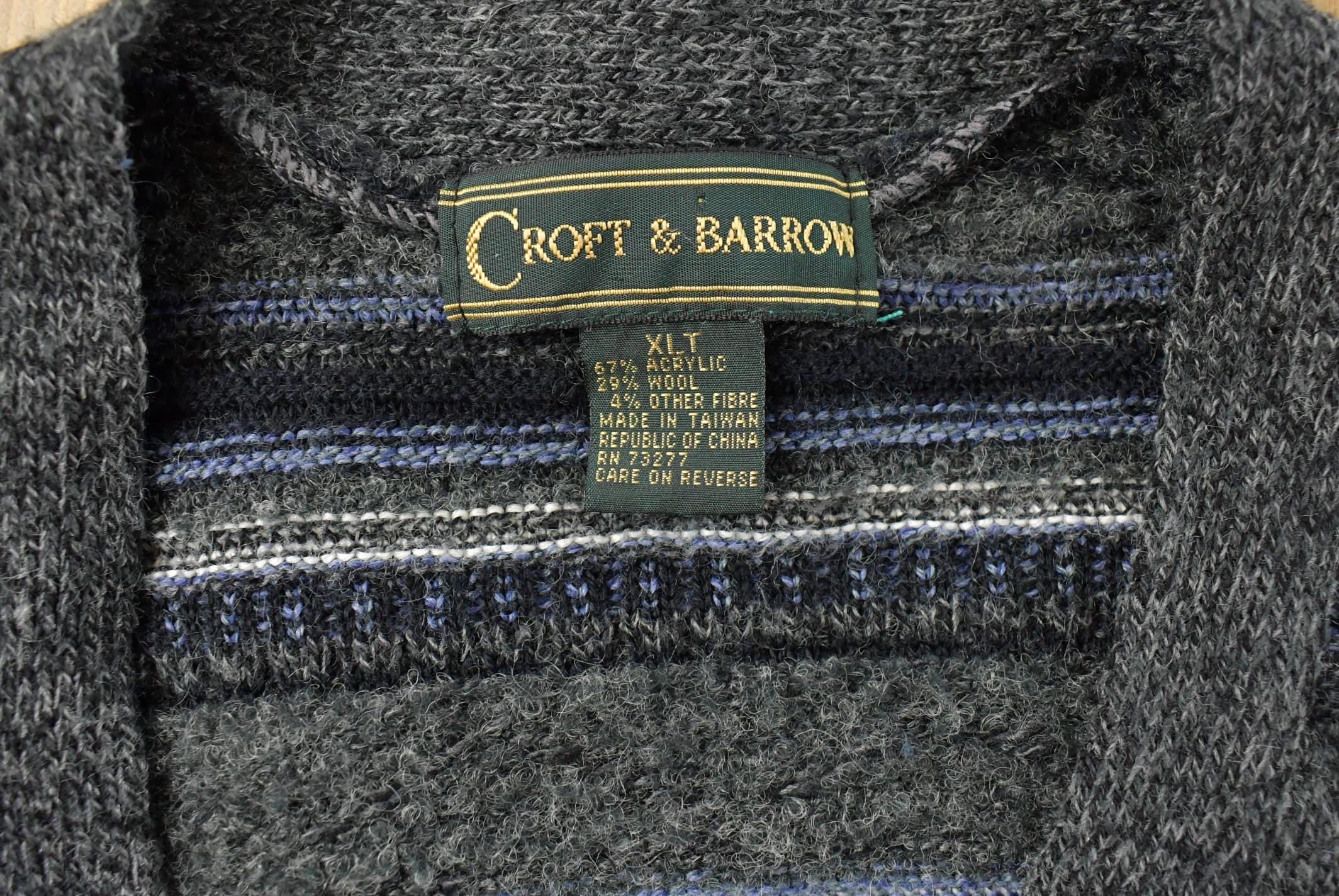 Vintage 1990s Croft & Barrow Abstract Knit Cardigan Sweater Vest Men's XL Tall