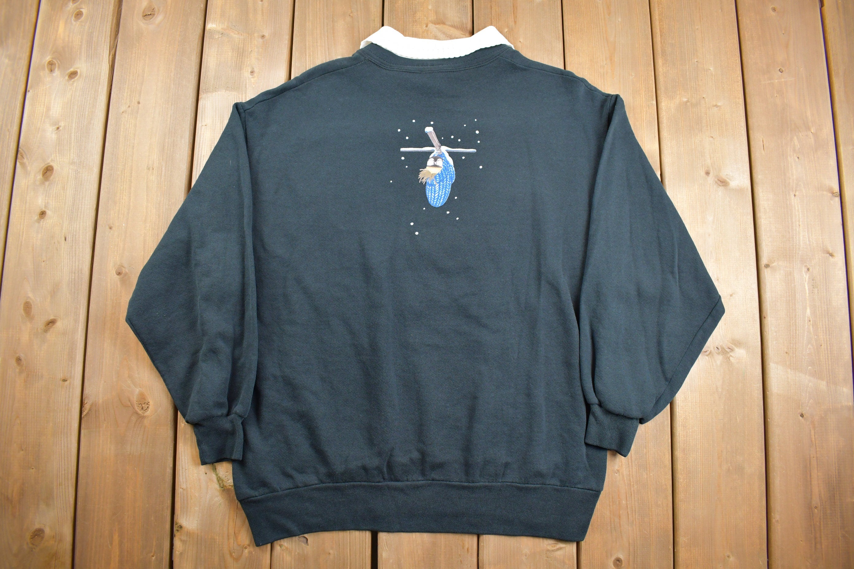 Vintage 1990s Morning Sun Double Collar Bird Graphic Sweatshirt
