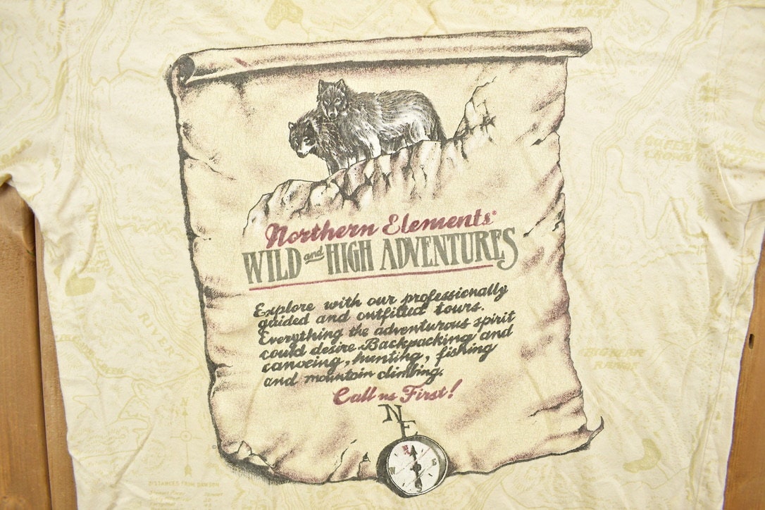 Vintage 1990s Northern Elements Wild Adventures Graphic T-Shirt