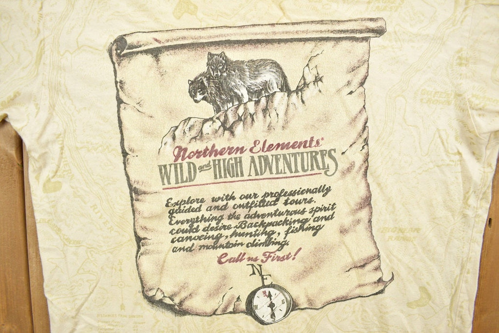 Vintage 1990s Northern Elements Wild Adventures Graphic T-Shirt