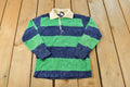 Vintage 1980's Off The Wall Velour Striped Rugby Sweater Youth M-L