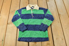 Vintage 1980's Off The Wall Velour Striped Rugby Sweater Youth M-L