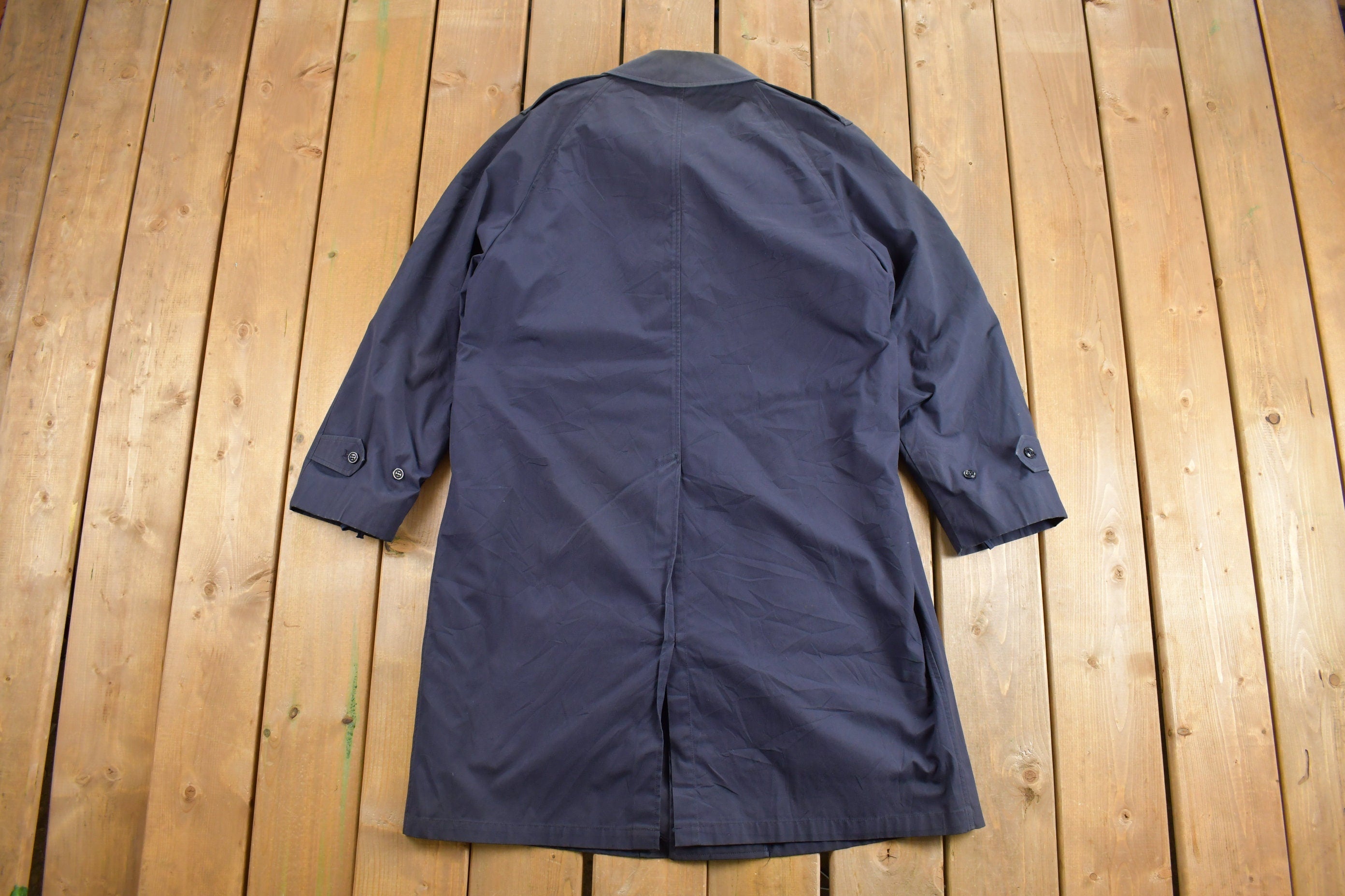 Vintage 1983 Military Blue All Weather Wool Lined Trench Coat