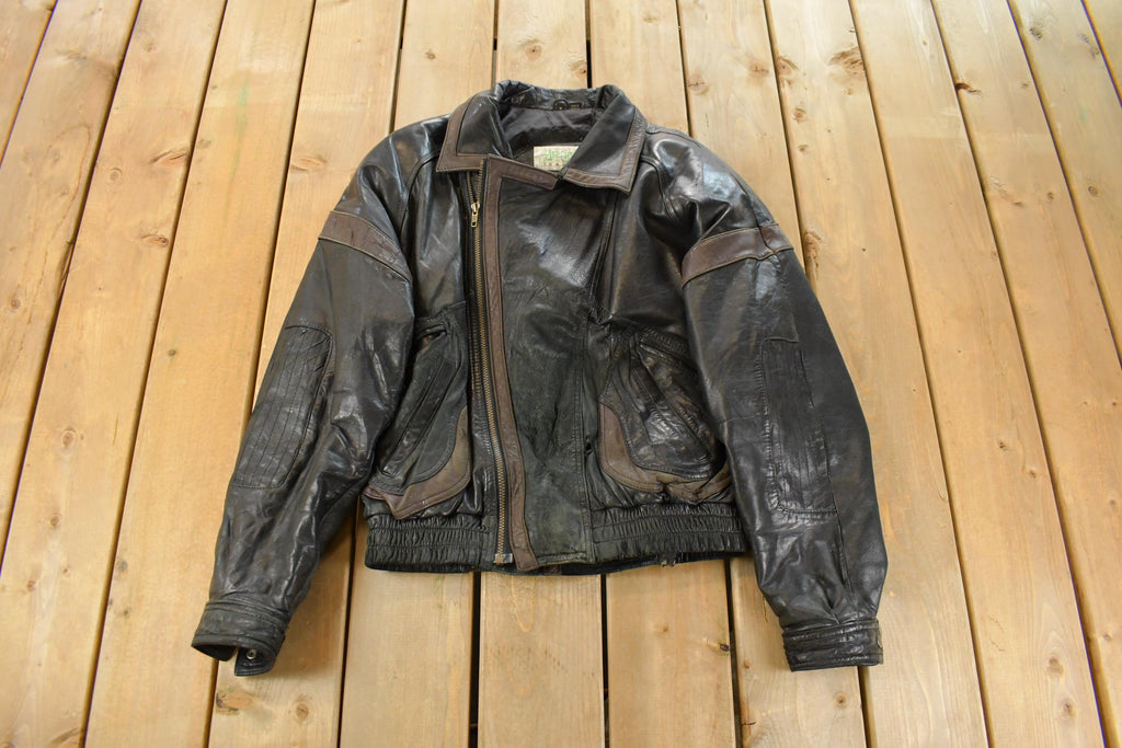 Vintage 1990s Ash Creek Leather Motorcycle Jacket Men's Medium /