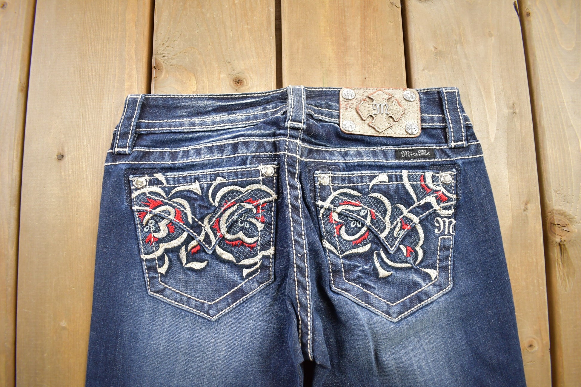 Vintage Y2K Miss Me Bedazzled Low Rise Jeans Size 26x33