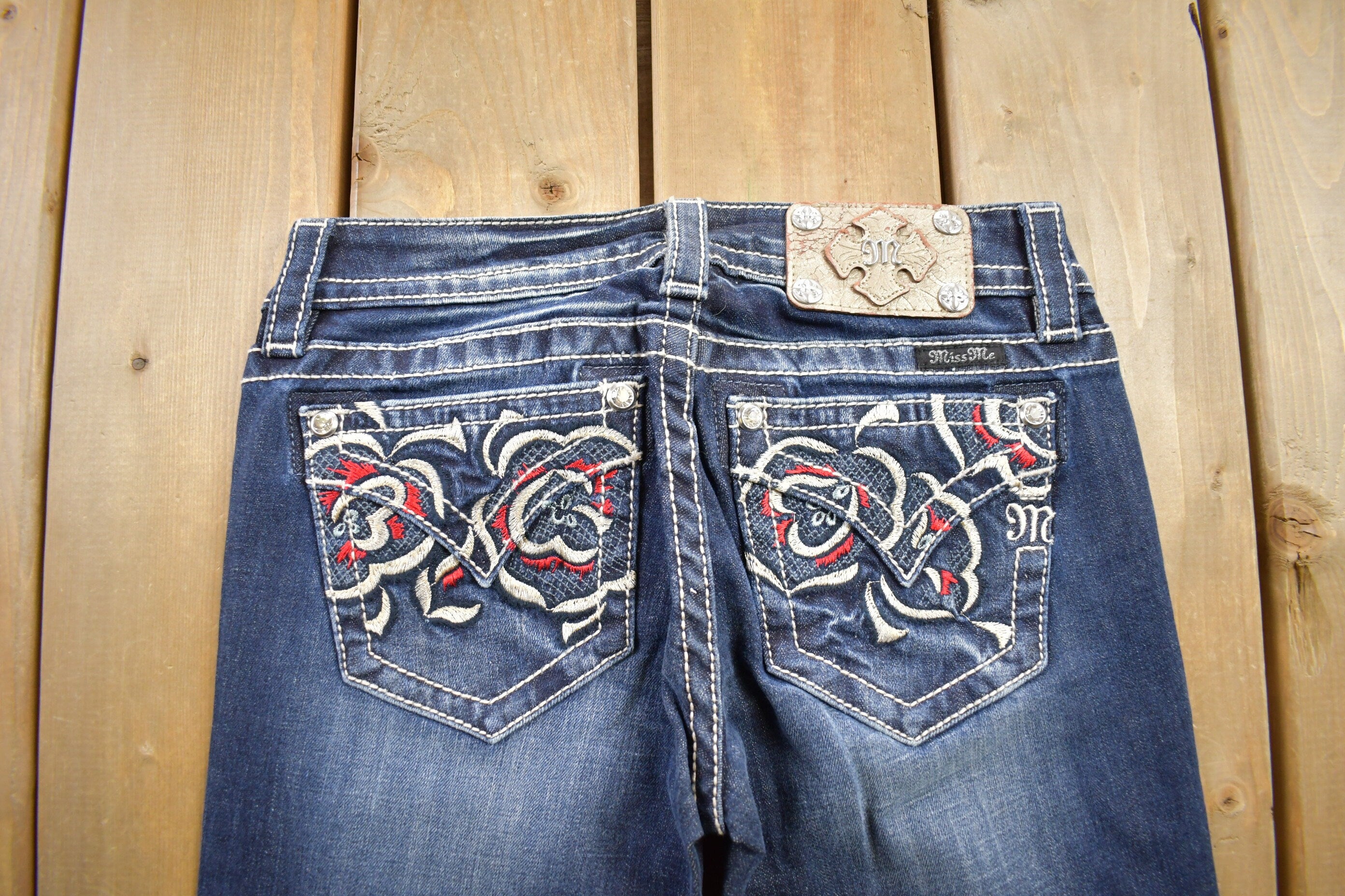 Vintage Y2K Miss Me Bedazzled Low Rise Jeans Size 26x33