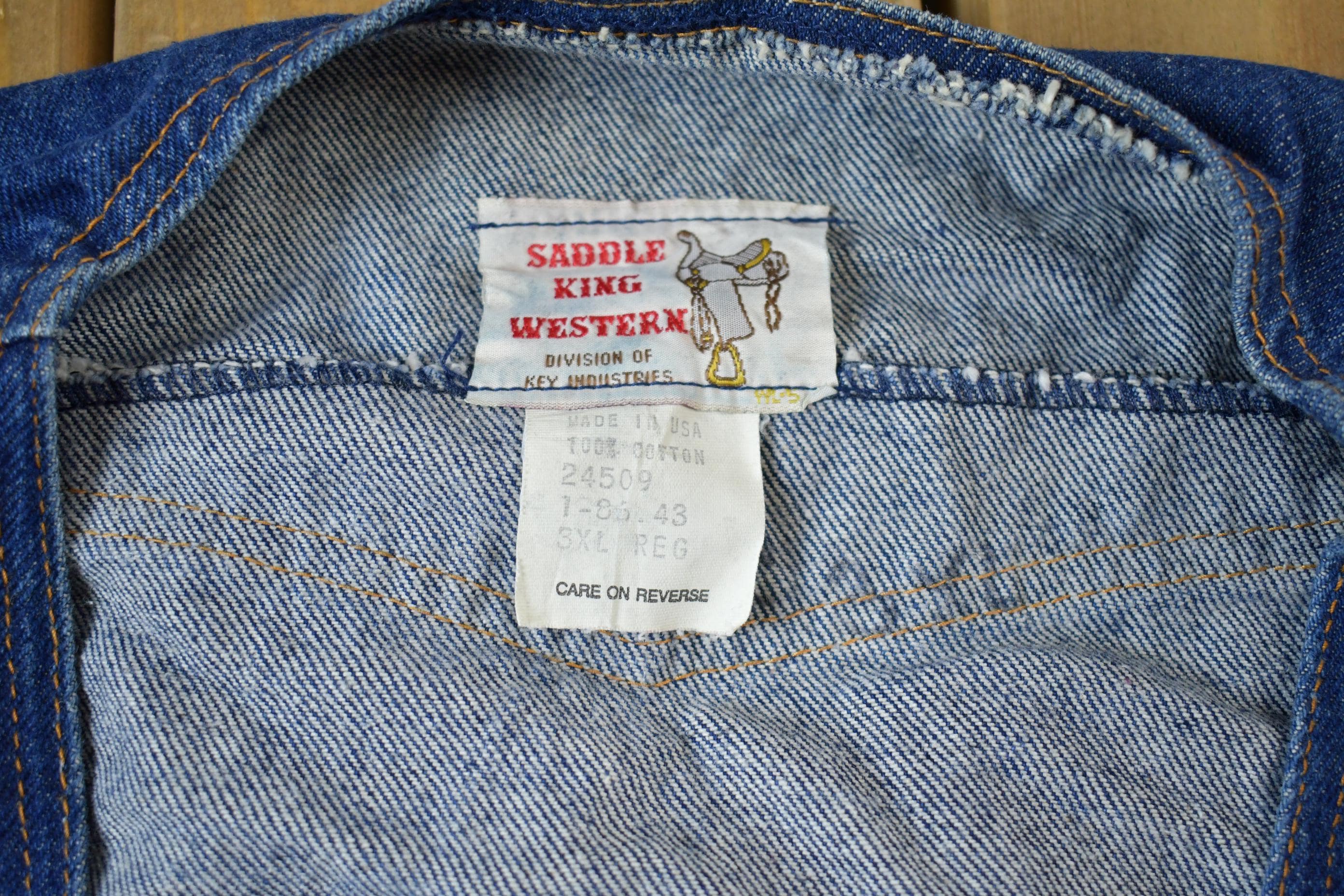 Vintage 1980s Saddle King Western Denim Vest Made In USA