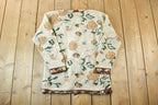 Vintage 1990s Climax AOP Floral Knit Perfect Mild Distress Cardigan Sweater Made In USA