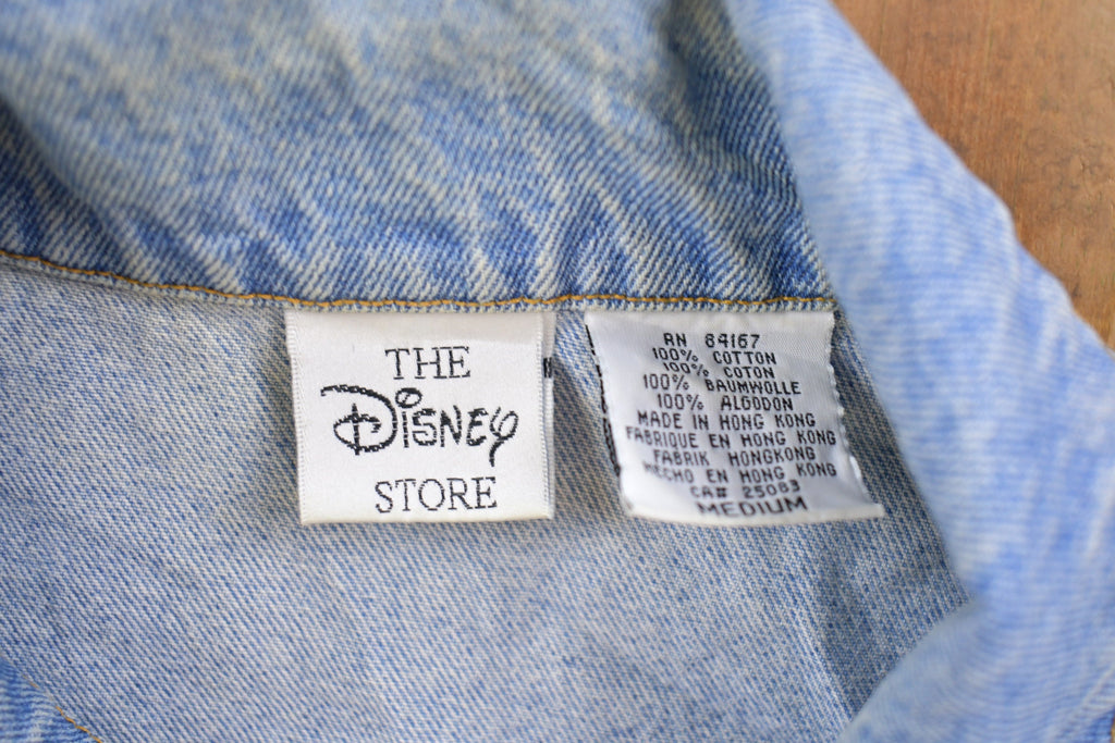 Vintage 1990s Winnie The Pooh Floral Embroidered Denim Jean Jacket