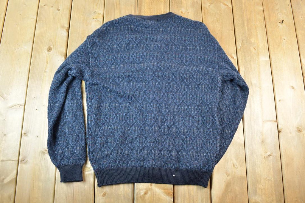 Vintage 90s Towncraft Cardigan: Embroidered Patchwork Knit, Mens M