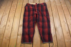 1980s Vintage Red & Black Plaid Wool Trousers 38 x 25