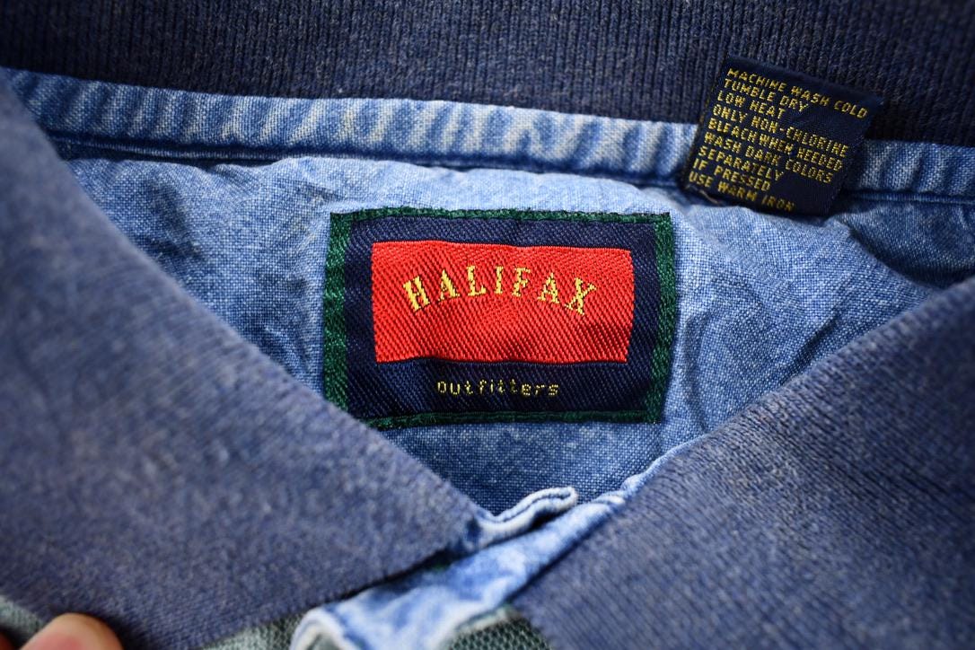 Vintage 1990s Halifax Three Tone Color Block Polo Shirt