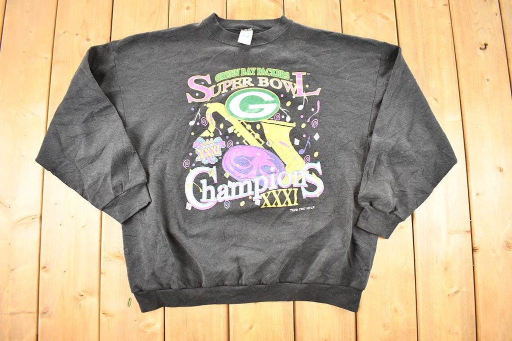 Vintage 1997 Green Bay Packers Super Bowl Champions NFL Crewneck Sweatshirt Men's L