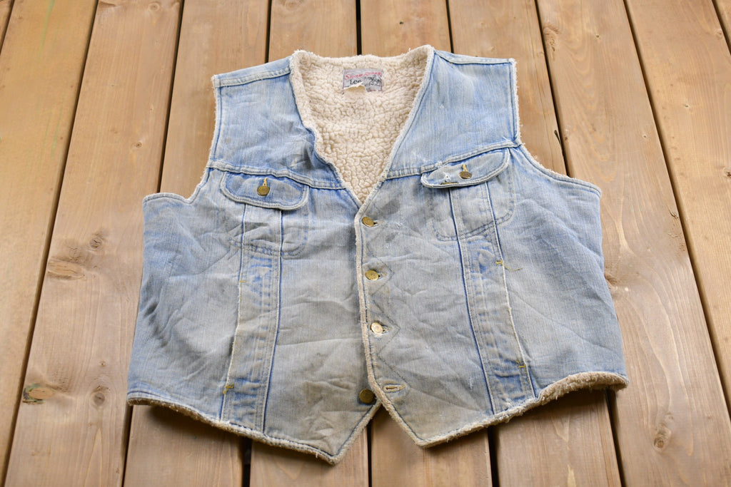 Vintage 1970s Lee Storm Rider Sherpa Lined Denim Vest Men's Large