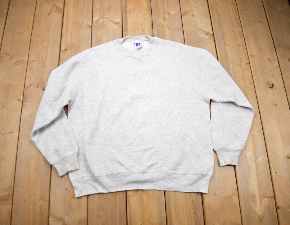 Vintage 1990s Grey Russell Athletics Blank Crewneck Sweatshirt