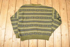 Vintage 1990s Claiborne Abstract Striped Knit Crewneck Sweater Women's XL