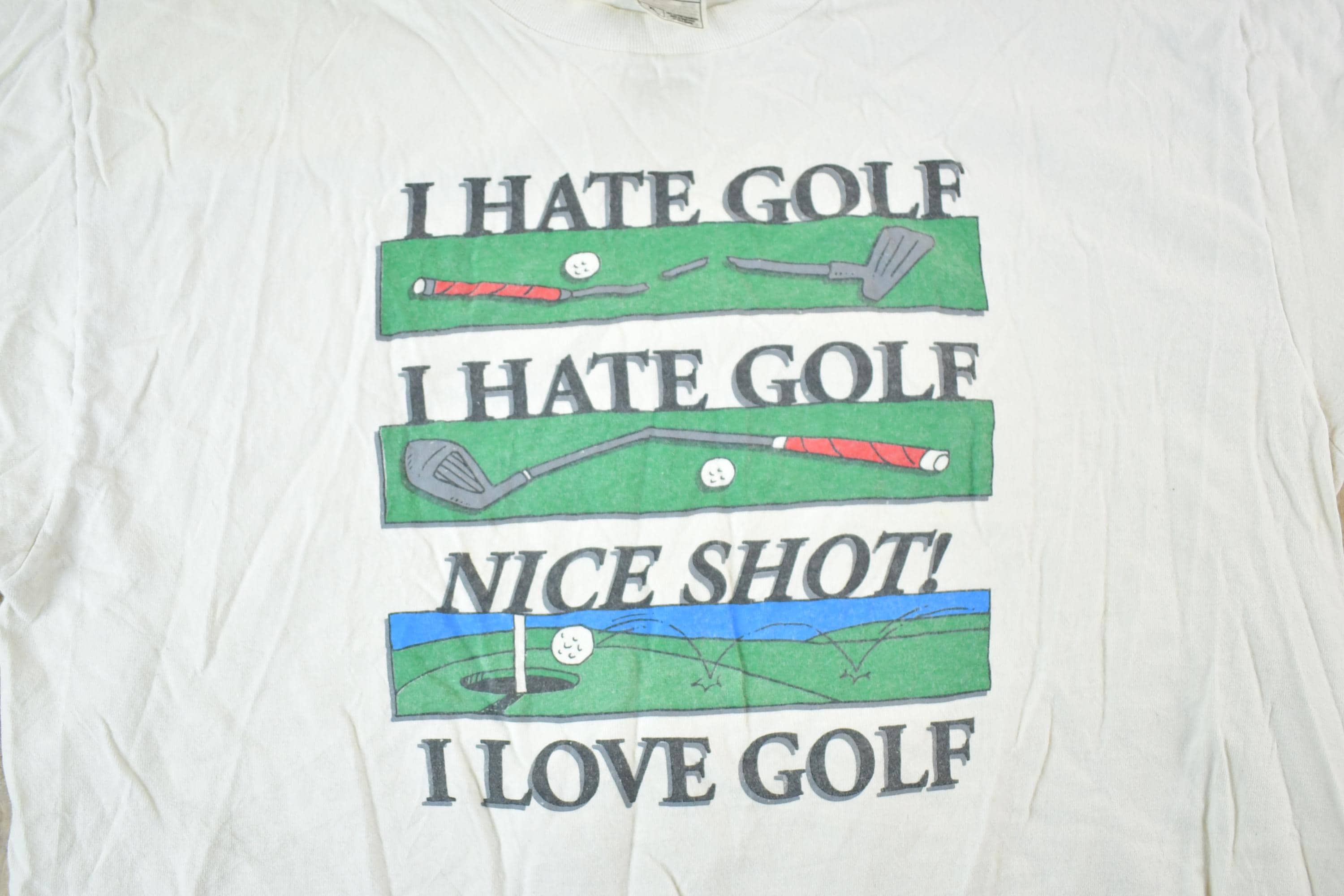 Vintage 1990s I Hate Golf Comedy Souvenir T-Shirt Mens L
