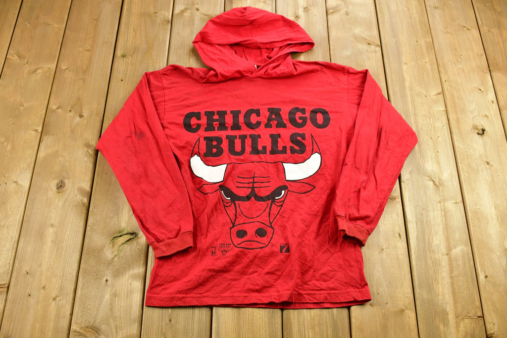 Vintage 1980s Chicago Bulls NBA Logo 7 Light Weight Hoodie Sweatshirt