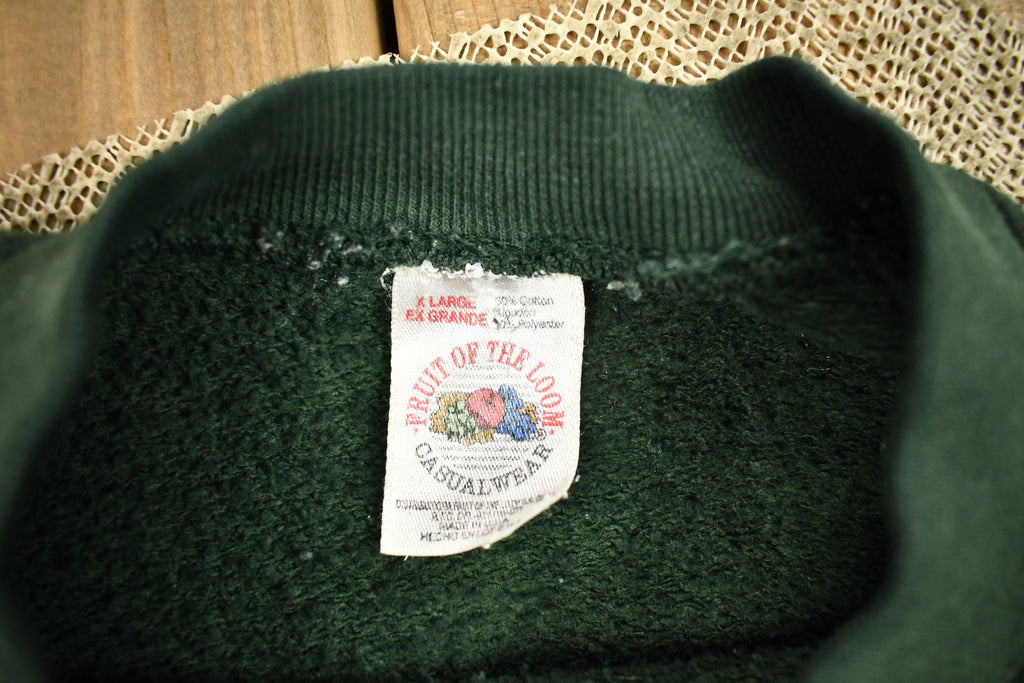 Vintage 1980s Fruit Of The Loom Blank Green Raglan Crewneck Sweatshirt