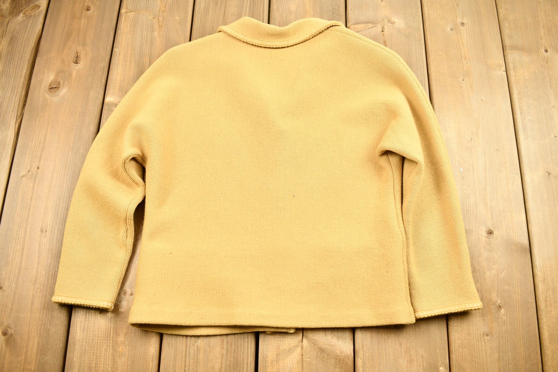 Vintage 1970s Tricotsport Pure Wool Muted Yellow Cardigan Sweater