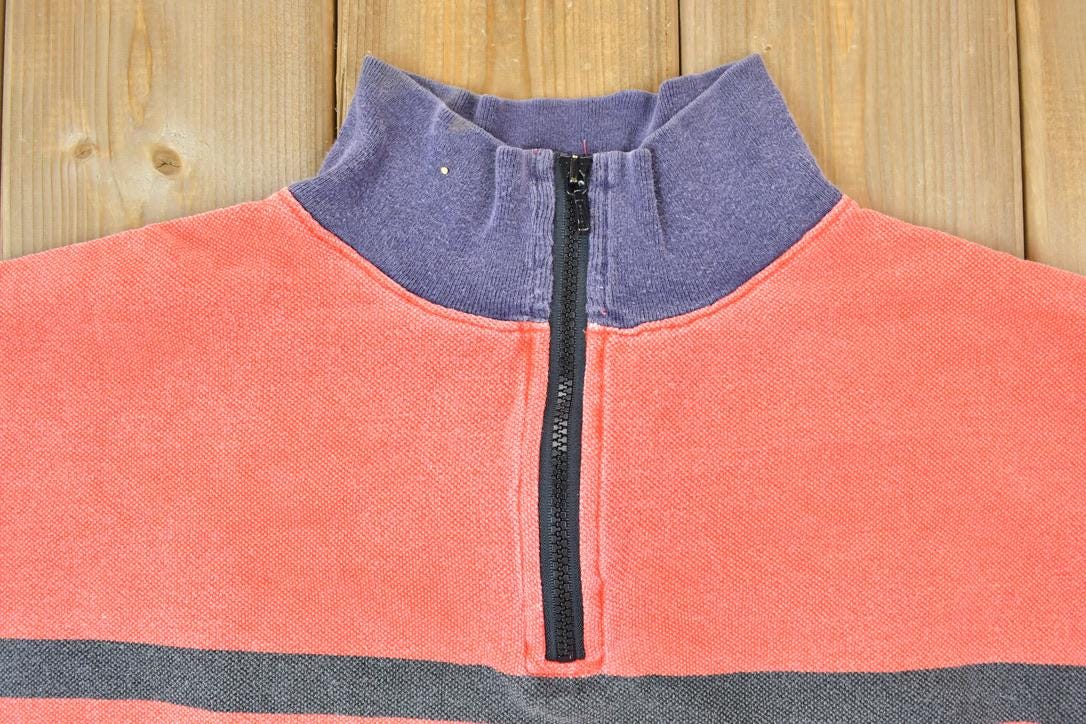 Vintage 1990s Gap Quarter Zip Mock Neck Striped Sweatshirt