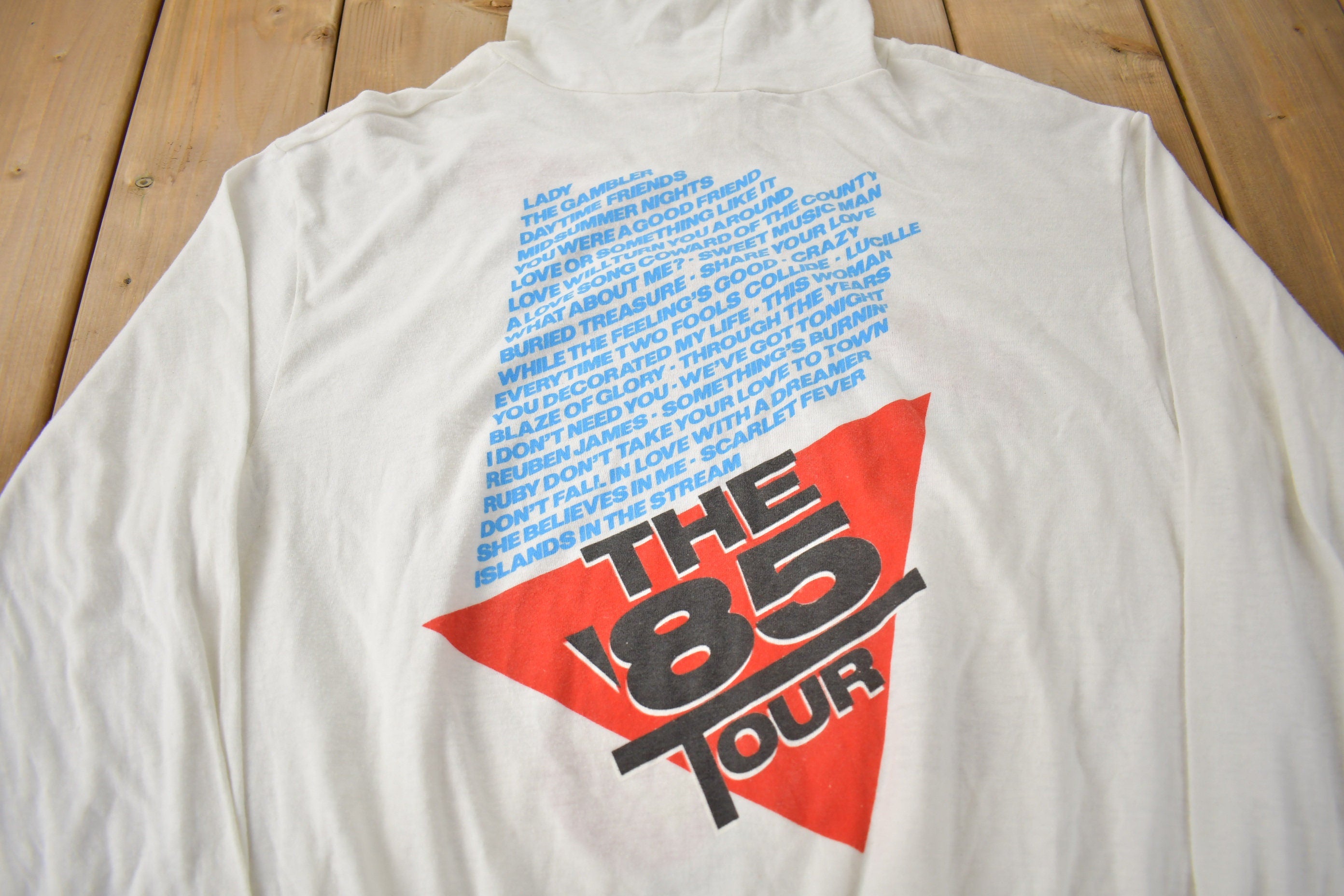 Vintage 1985 Kenny Rogers The '85 Tour Light Weight Graphic Hoodie Made In USA
