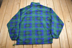 Vintage 1990s IZOD Quarter Zip Plaid Fleece Sweater