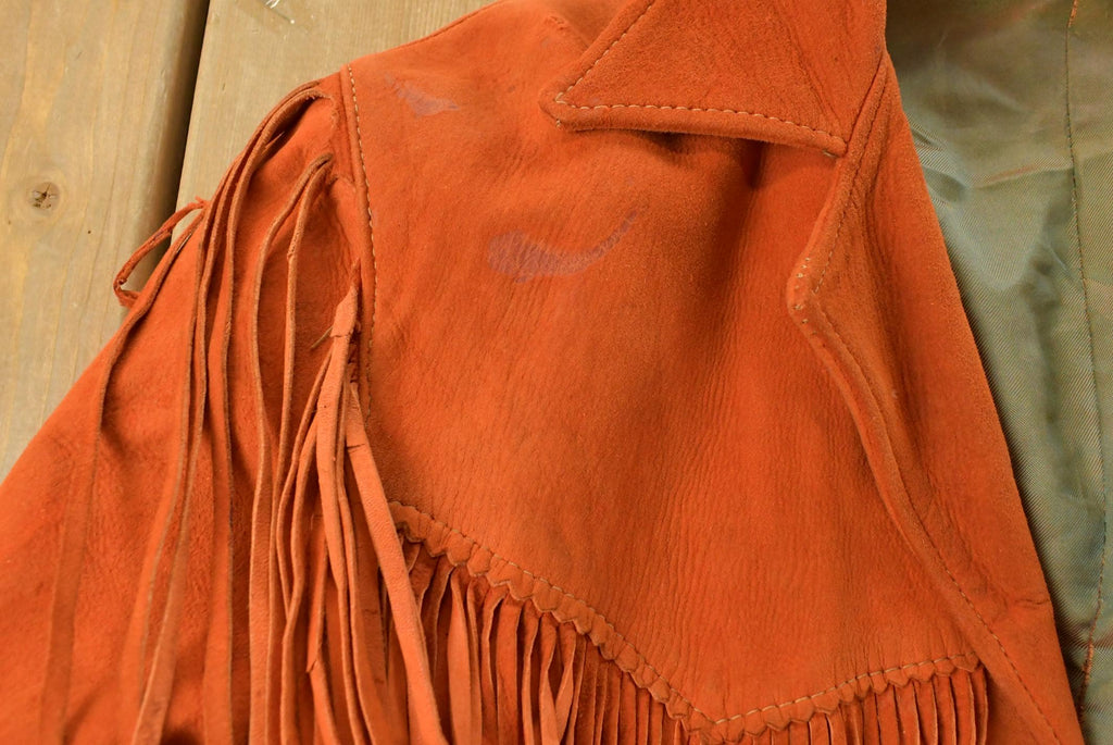 Vintage 1940s Genuine Leather Western Fringe Jacket Women's Medium /