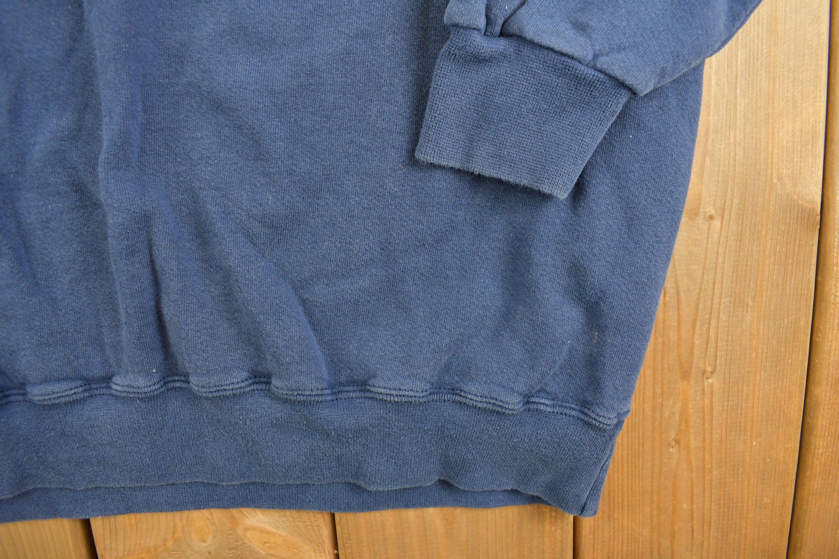 Vintage 1990s Russell Athletics Blank Navy Crewneck Sweatshirt