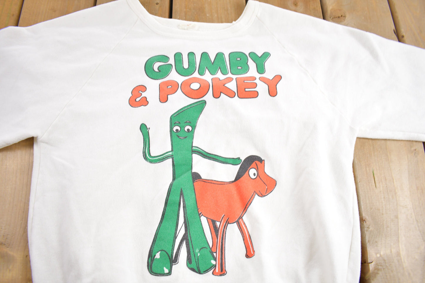 Vintage 1980s Gumby & Pokey GraphicCrewneck Sweatshirt / 90s Crewneck / Made In Canada / Raglan