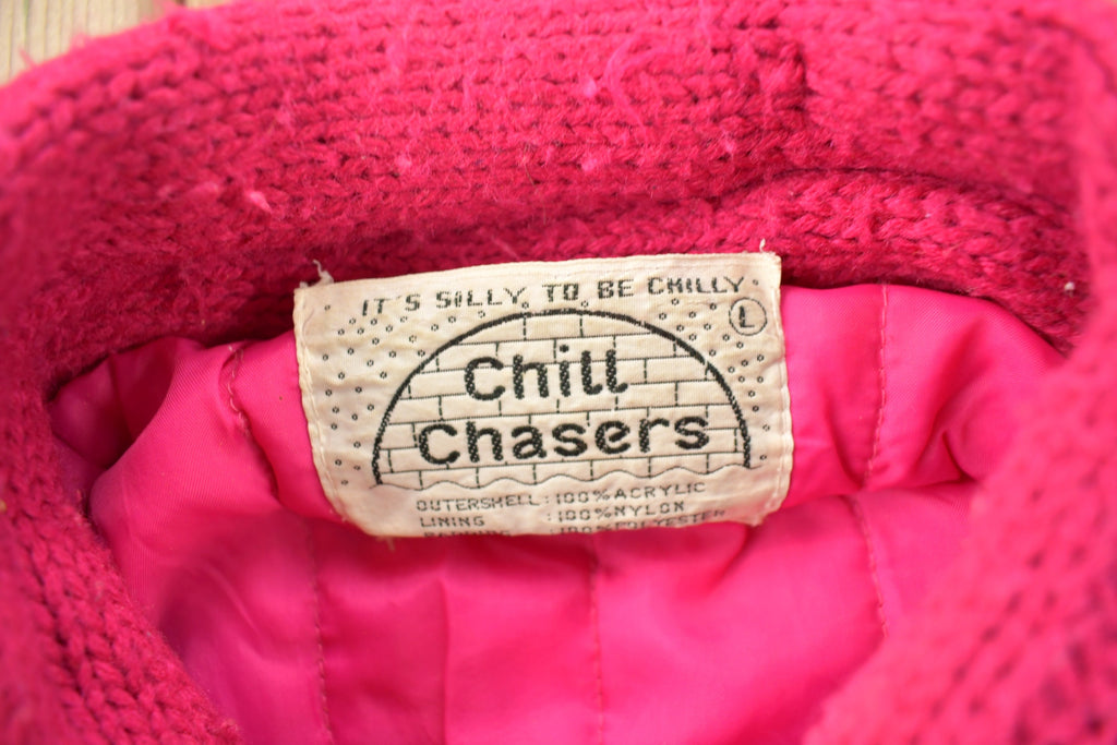 Vintage 1980s Chill Chasers 3D Pink Cable Knit Sweater