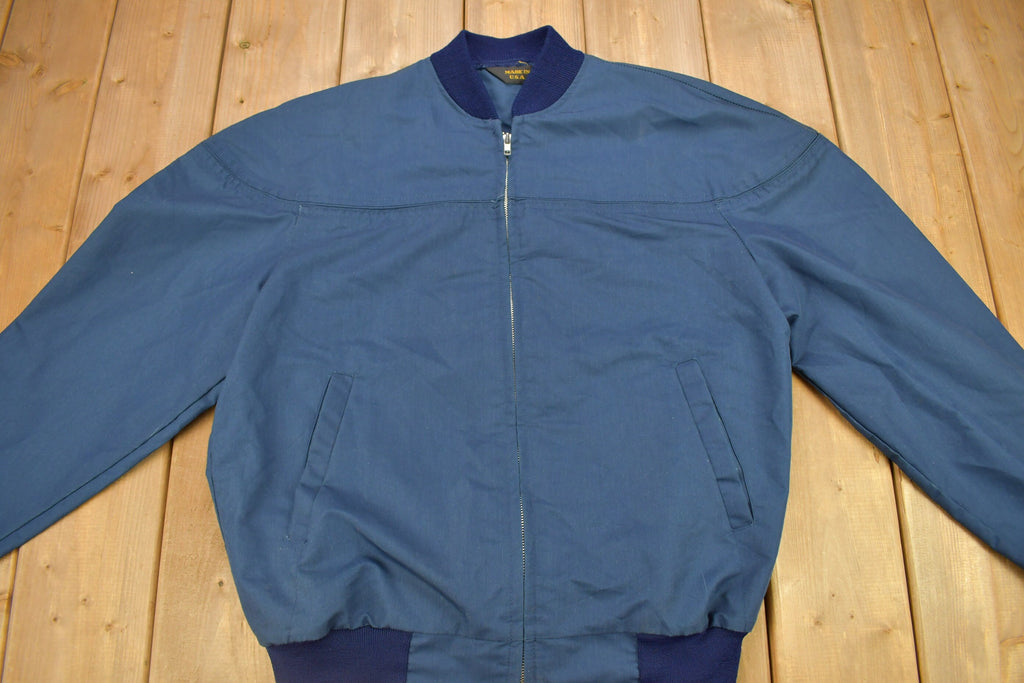 Vintage 1990s Navy Blue Lightweight Bomber Jacket