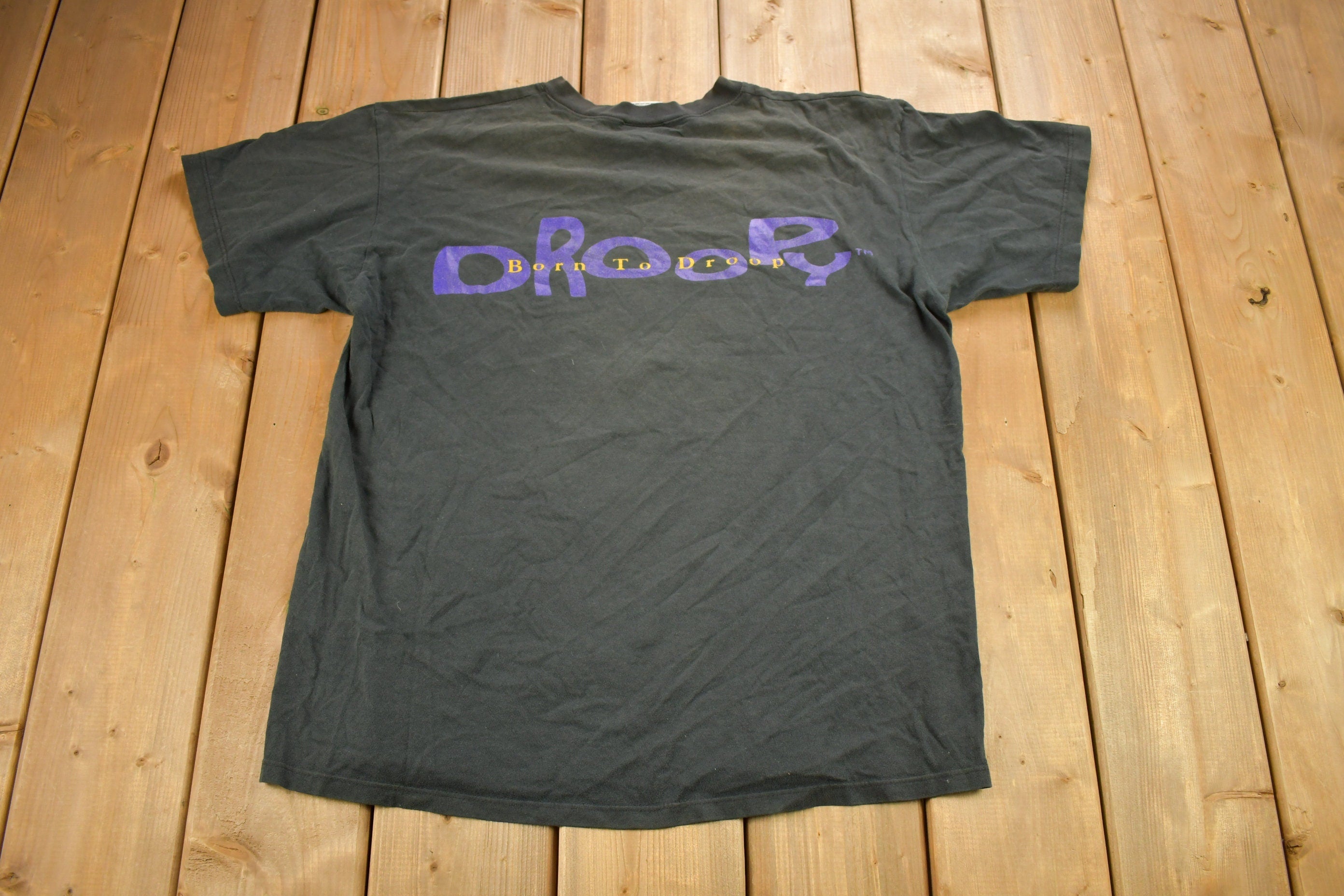 Vintage 1990s Droopy Born To Droop Cartoon T-Shirt