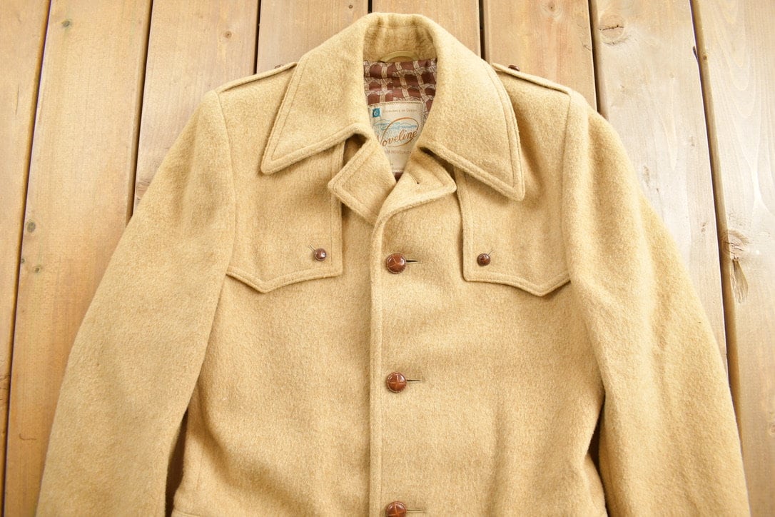 Vintage 1960s Beige Button Up Wool Overcoat  1990s Overcoat  1990s Vintage  Made In Canada  Outerwear  Winter  Cozy Trench Coat