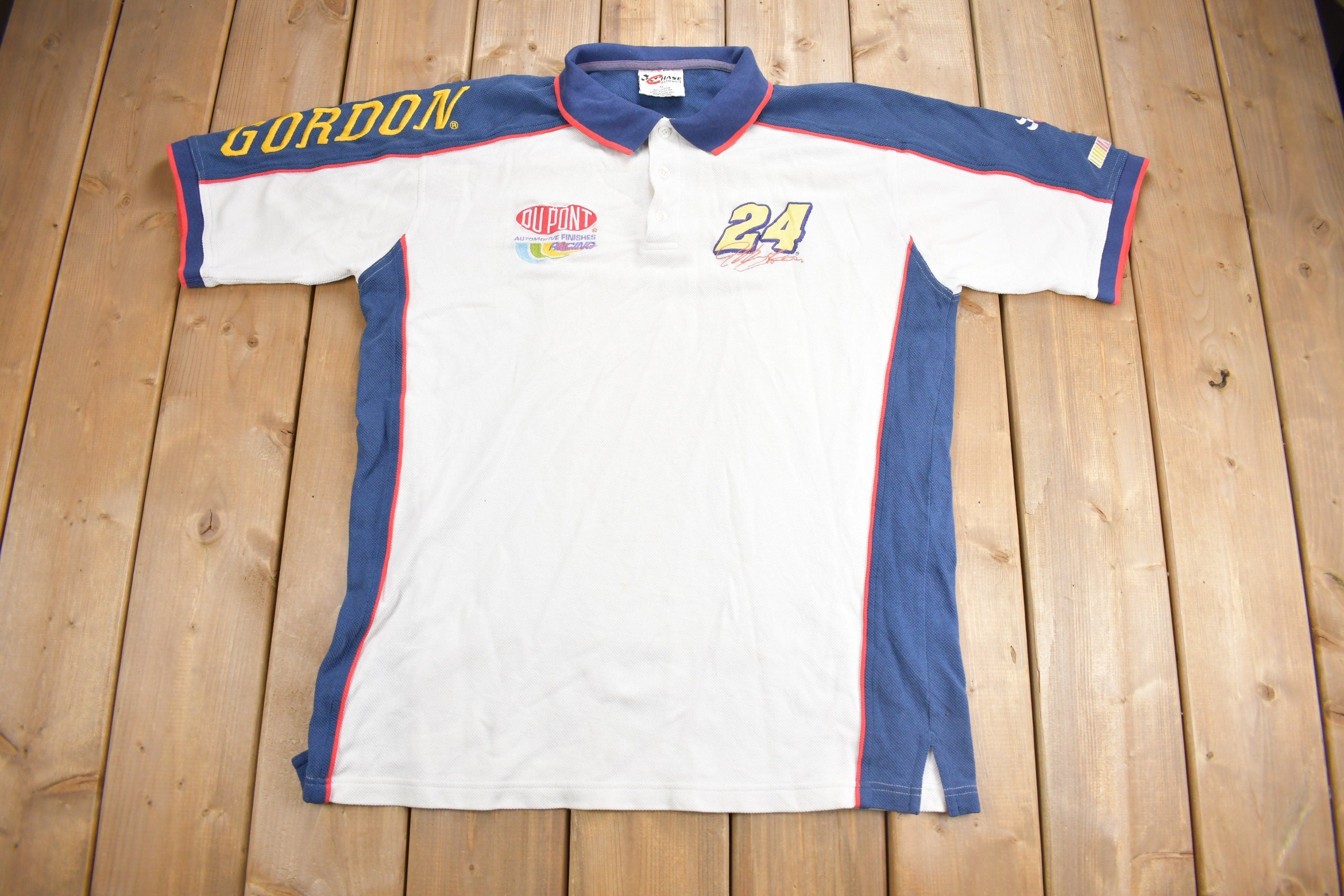 Vintage 1990s Jeff Gordon Dupont NASCAR Pit Crew Shirt  90s  Streetwear Fashion  Embroidered Patchwork  Racing  Color Block