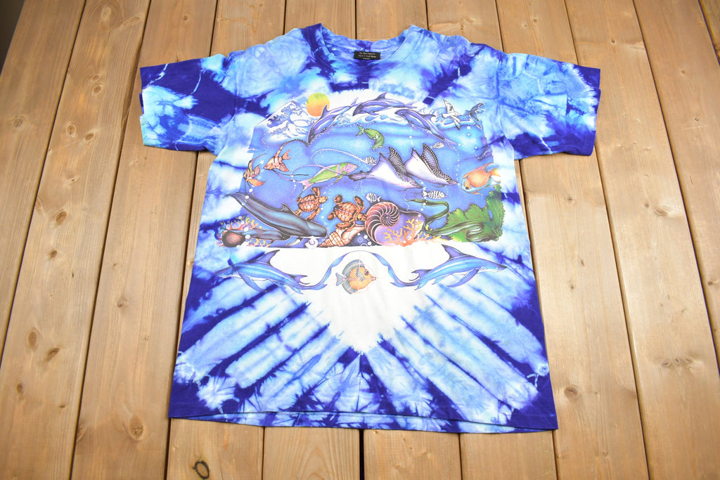 Vintage 1993 Ocean Theme Sea Life Tie Dye T Shirt