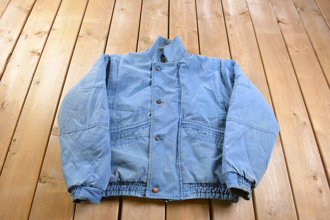 Vintage 1990s Horseradish Blue Button Up Bomber