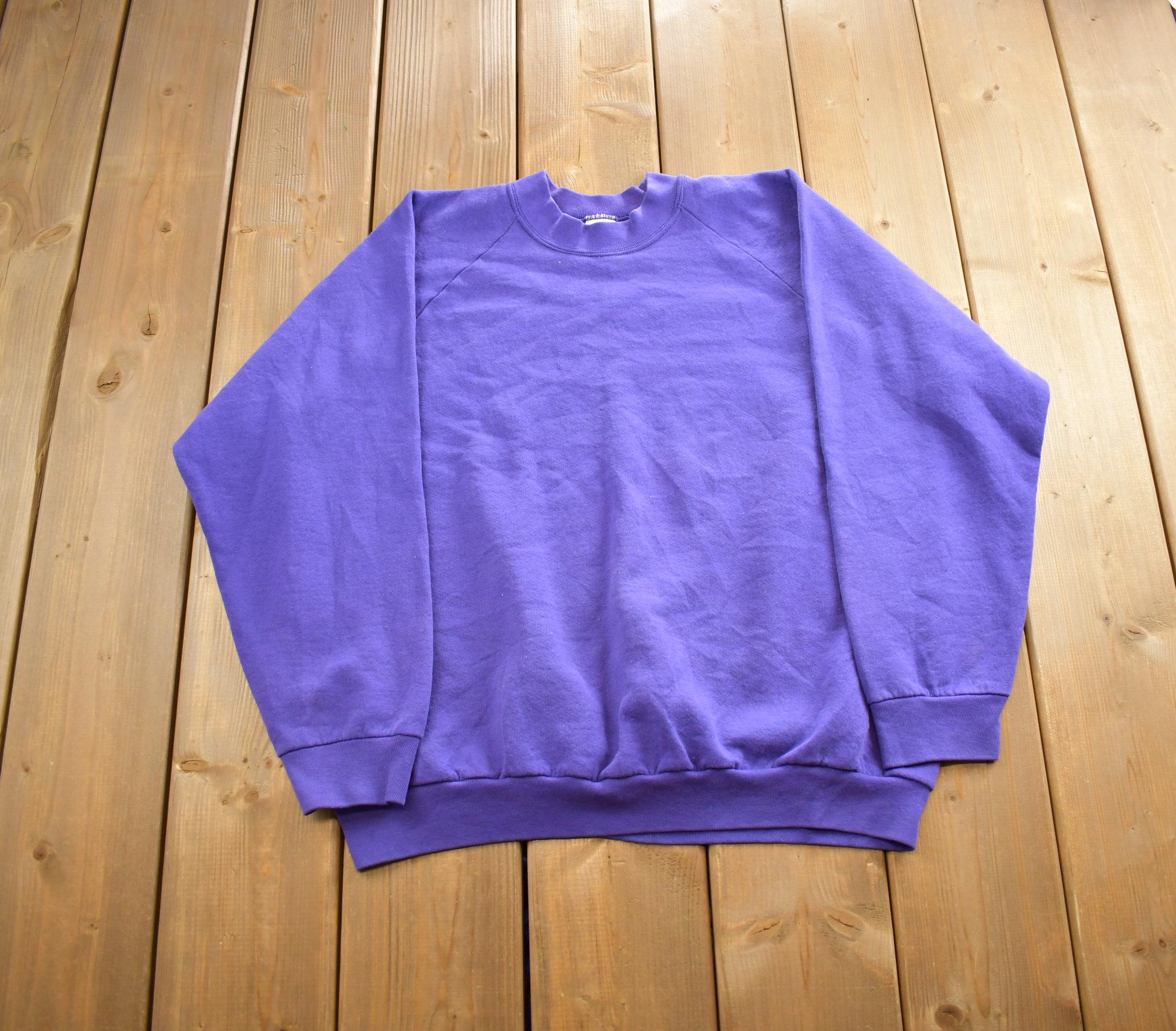 Vintage 1980s Fruit of The Loom Purple Crewneck Sweatshirt Made In USA