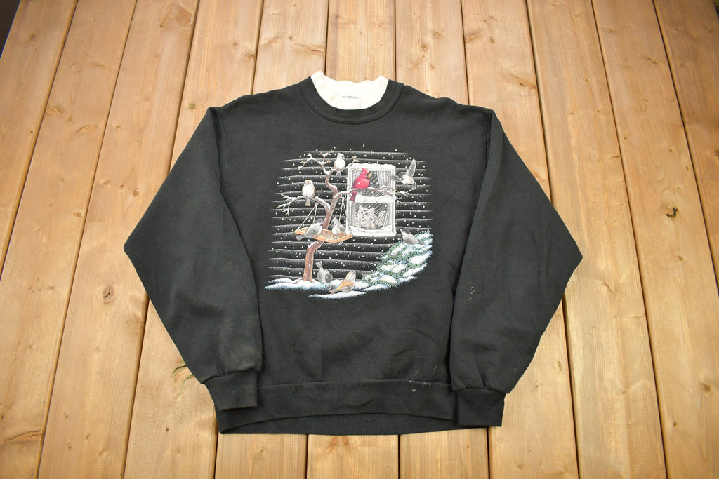 Vintage 1990s Morning Sun Cute Bird Theme Crewneck Sweater