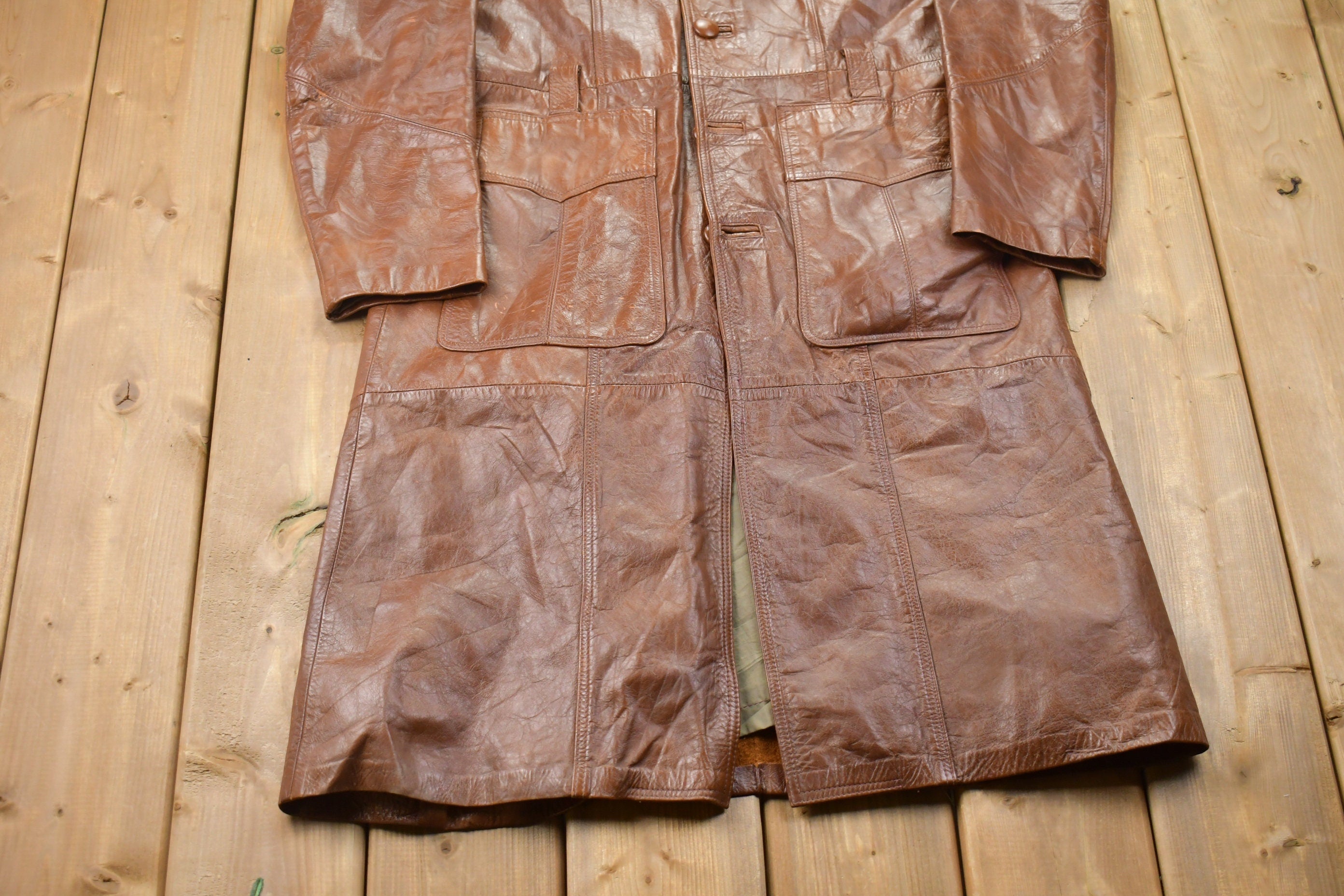 Vintage 1980s Leather Full Length Jacket