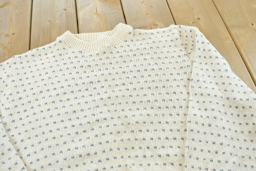Vintage 1990s Northern Isles Hand Embroidered 3D Knit Abstract Pattern Crewneck Sweater Mens M / Made in USA / Preppy Knits