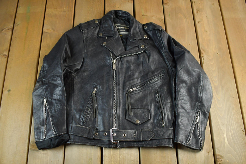Vintage 1980s Leather Men Leather Biker Jacket Men's 36