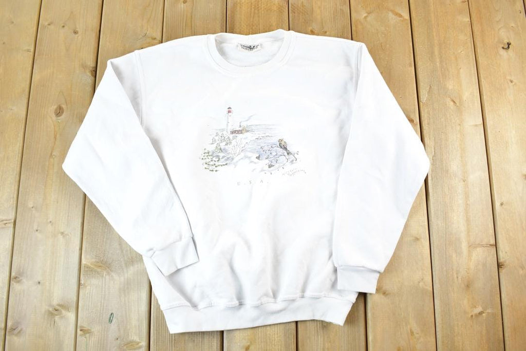 Vintage 1990s Northern Reflections Winter Lighthouse Crewneck Sweatshirt Womens M