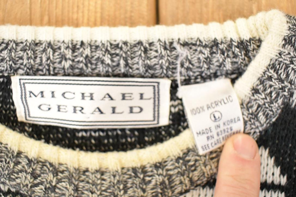Vintage 1990s Michael Gerald Abstract Knit Crewneck Sweater Men's L