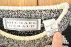 Vintage 1990s Michael Gerald Abstract Knit Crewneck Sweater Men's L / 90s Knitted Sweatshirt / Vintage Preppy Knits